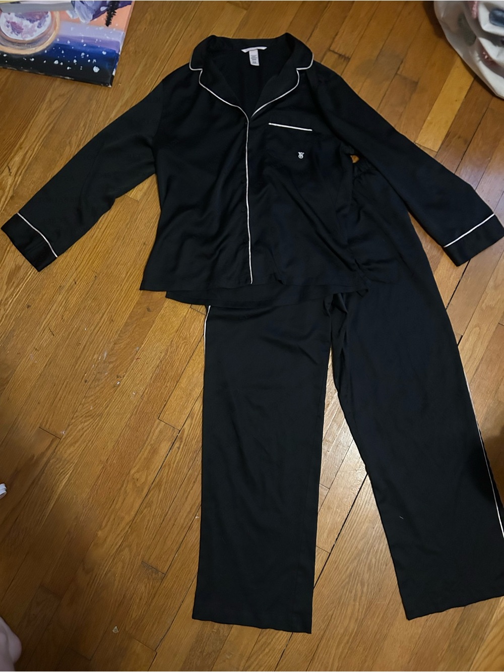 Victorias Secret Black and Pink Pajama Set